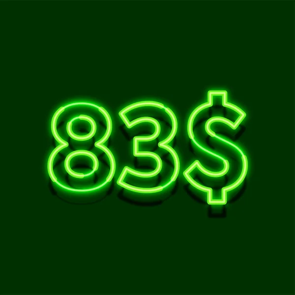 Parlak Neon Işık Sembolü Dolar Fiyat Simgesi Koyu Arkaplanda — Stok fotoğraf