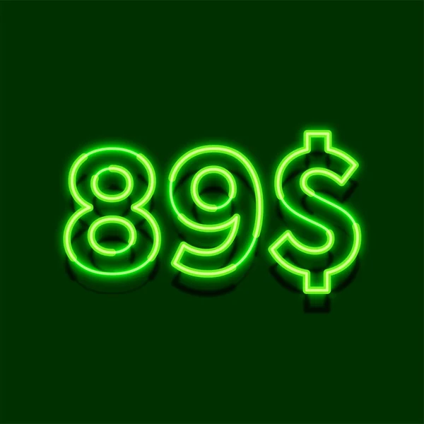 Glow Neon Light Symbol Dollars Price Icon Dark Background — Stock Photo, Image