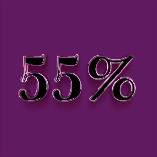 Neon 折扣销售符号设计 特价55 紫色背景的销售标志 — 图库照片