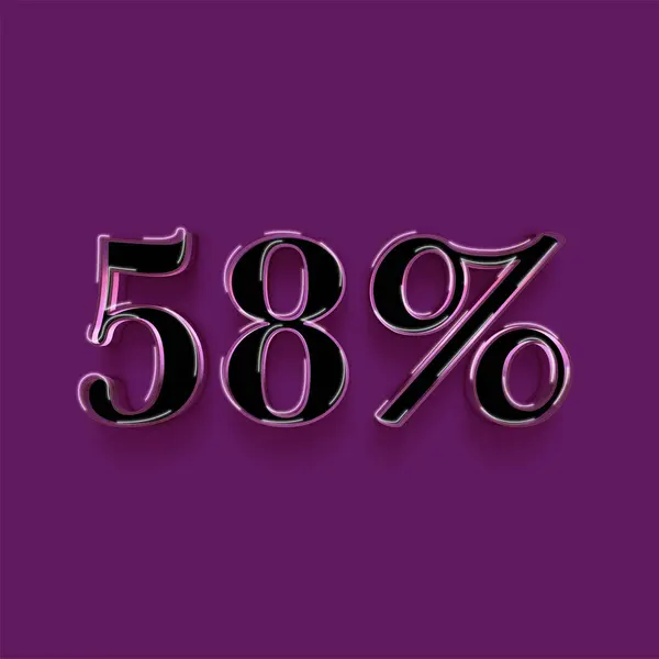 Neon 折扣销售符号设计 特价58 紫色背景的销售标志 — 图库照片