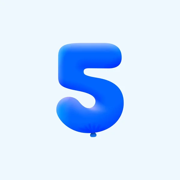 Ρεαλιστική Διακόσμηση Κόμμα Αριθμό Μορφή Ήλιο Μπλε Μπαλόνι Διανυσματική Εικονογράφηση — Διανυσματικό Αρχείο