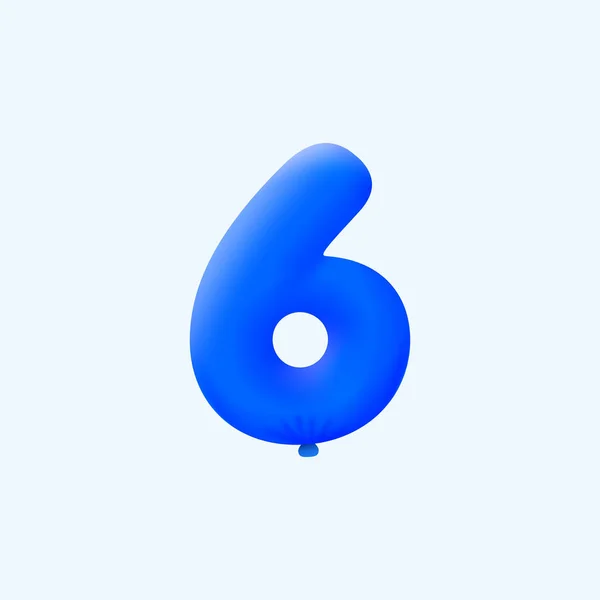 Ρεαλιστική Διακόσμηση Κόμμα Αριθμό Μορφή Ήλιο Μπλε Μπαλόνι Διανυσματική Εικονογράφηση — Διανυσματικό Αρχείο