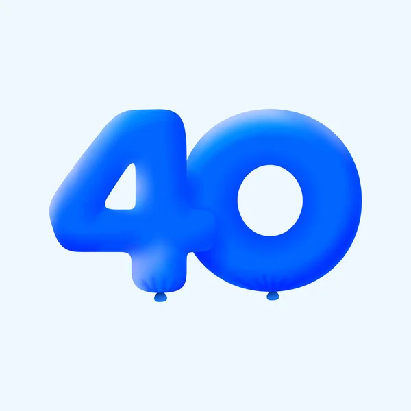 Реалістичне Номерів Прикраса Вечірки Вигляді Гелієвих Блакитних Кульок Векторний Дизайн — стоковий вектор