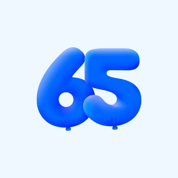 Realista Número Partido Decoración Forma Globos Azules Helio Diseño Ilustración — Vector de stock