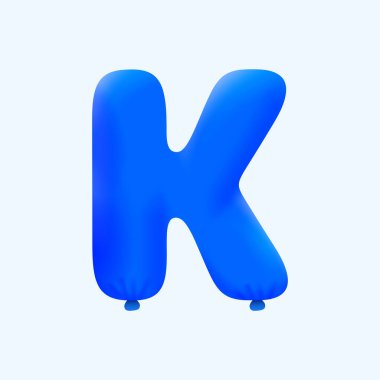 Gerçekçi harf parti dekorasyonu 3D helyum mavi balon, vektör illüstrasyon tasarımı 