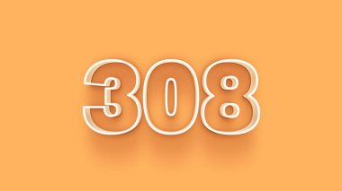 Sarı arkaplandaki 3d 308 sayısının resmi