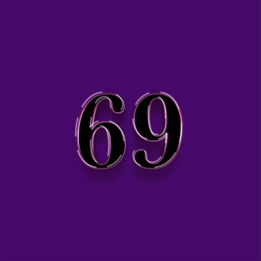 Mor arkaplanda 3d 69 sayısının gösterimi