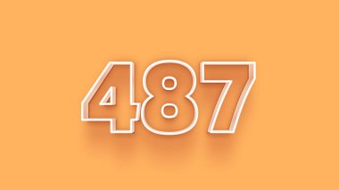 Sarı arkaplandaki 3d 487 sayısının gösterimi
