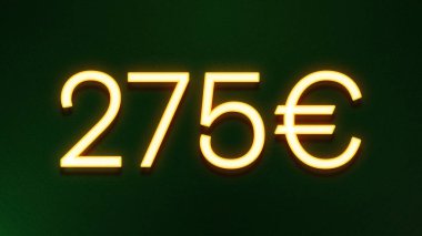 Koyu arkaplanda 275 avroluk altın ışık simgesi