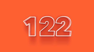 Turuncu arkaplandaki 3d 122 sayısının resmi