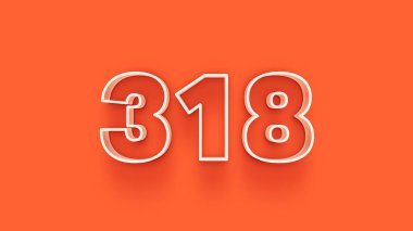 Turuncu arkaplandaki 3d 318 sayısının resmi