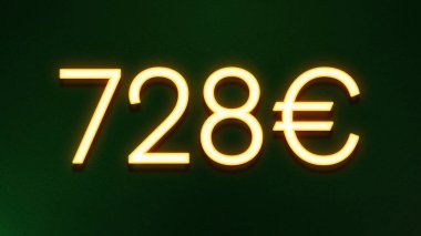 Koyu arkaplanda 728 avroluk altın ışık simgesi