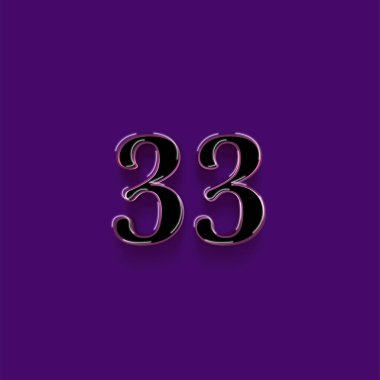 Mor arkaplandaki 3d 33 sayısının gösterimi
