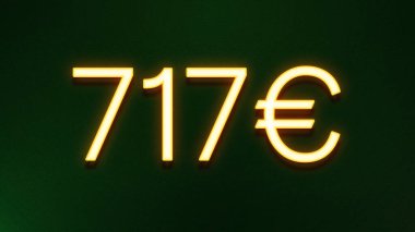Koyu arkaplanda 717 avroluk altın ışık simgesi fiyat simgesi
