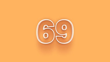 Sarı arkaplanda 3d 69 rakamı