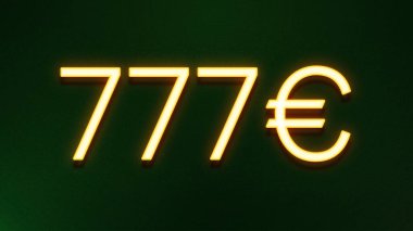 Koyu arkaplanda 777 avroluk altın ışık simgesi