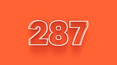 Turuncu arkaplandaki 3d 287 sayısının gösterimi