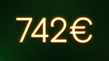 Koyu arkaplanda 742 avroluk altın ışık simgesi fiyat simgesi