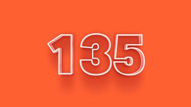 Turuncu arkaplandaki 3d 135 sayısının gösterimi