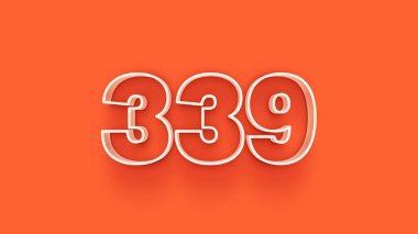 Turuncu arkaplanda 3D 339 numaranın çizimi