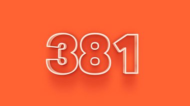 Turuncu arkaplandaki 3d 381 sayısının resmi