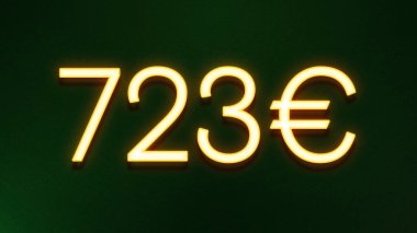 Koyu arkaplanda 723 avroluk altın ışık simgesi fiyat simgesi