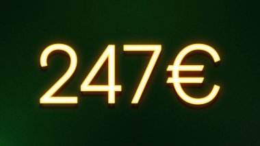Koyu arkaplanda 247 avroluk altın ışık simgesi fiyat simgesi