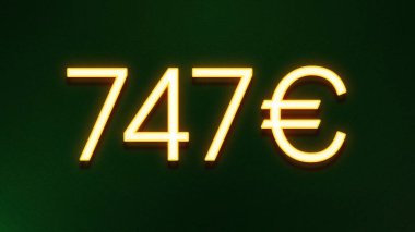 Koyu arkaplanda 747 avroluk altın ışık simgesi fiyat simgesi