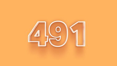 Sarı arkaplandaki 3d 491 sayısının gösterimi
