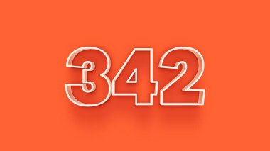 Turuncu arkaplandaki 3d 342 sayısının gösterimi