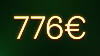Koyu arkaplanda 776 avroluk altın ışık simgesi fiyat simgesi