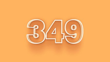 Sarı arkaplandaki 3d 349 sayısının gösterimi