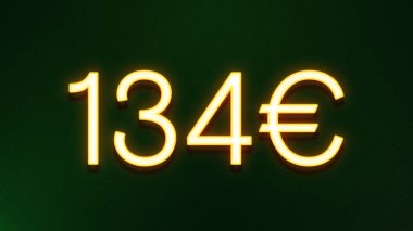 Koyu arkaplanda 134 avroluk altın ışık simgesi fiyat simgesi