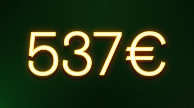 Koyu arkaplanda 537 avroluk altın ışık sembolü fiyat simgesi