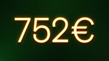 Koyu arkaplanda 752 avroluk altın ışık simgesi