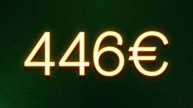 Koyu arkaplanda 446 avroluk altın ışık simgesi fiyat simgesi