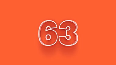 Turuncu arkaplanda 3d 63 sayısının gösterimi