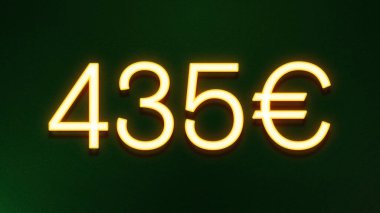 Koyu arkaplanda 435 avroluk altın ışık simgesi fiyat simgesi
