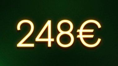 Koyu arkaplanda 248 avroluk altın ışık simgesi fiyat simgesi