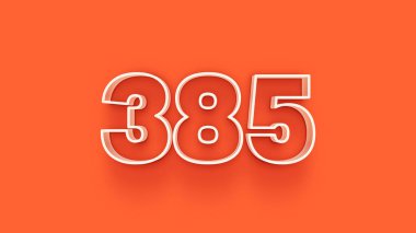 Turuncu arkaplandaki 3d 385 sayısının gösterimi