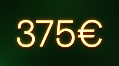 Koyu arkaplanda 375 avroluk altın ışık simgesi fiyat simgesi