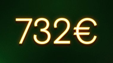 Koyu arkaplanda 732 avroluk altın ışık simgesi