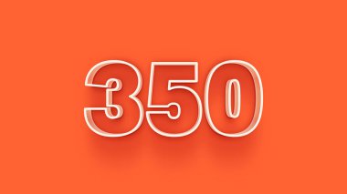 Turuncu arkaplandaki 3d 350 sayısının gösterimi