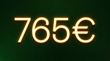 Koyu arkaplanda 765 avroluk altın ışık simgesi fiyat simgesi