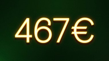 Koyu arkaplanda 467 avroluk altın ışık simgesi fiyat simgesi