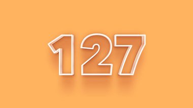 Sarı arkaplandaki 3d 127 sayısının gösterimi