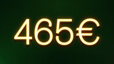 Koyu arkaplanda 465 avroluk altın ışık simgesi fiyat simgesi