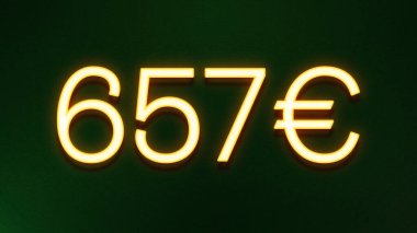 Koyu arkaplanda 657 avroluk altın ışık simgesi fiyat simgesi