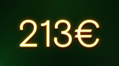 Koyu arkaplanda 213 avroluk altın ışık simgesi fiyat simgesi