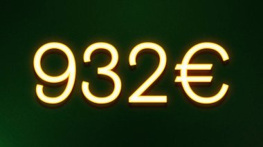 Koyu arkaplanda 932 avroluk altın ışık simgesi